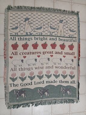 VTG GOODWIN WEAVERS Throw Blanket All Things Bright Cottagecore Ducks 60”x47"